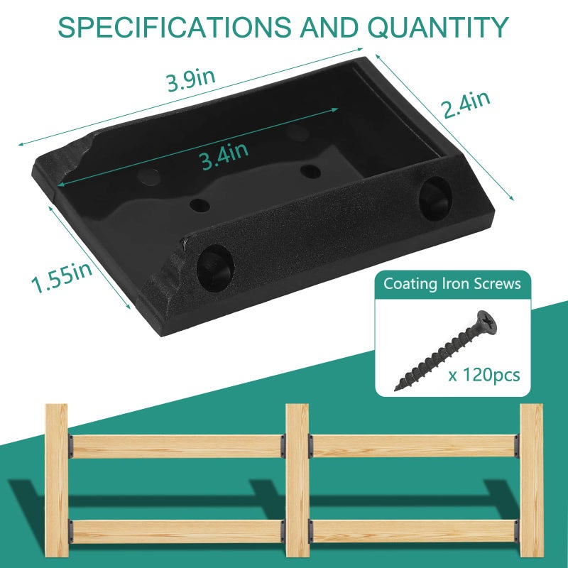 Eapele 20pcs Deck Railing Brackets Connectors for 2x4 Railing Wood Post with 120pcs Wood Screws - Image 2